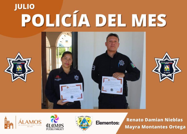 RECONOCEN A POLICÍAS DEL MES DE JULIO EN ÁLAMOS